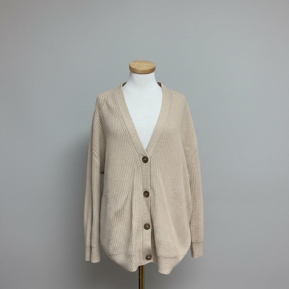 Brochu Walker beige cotton & linen Jen cardigan sweater, size M